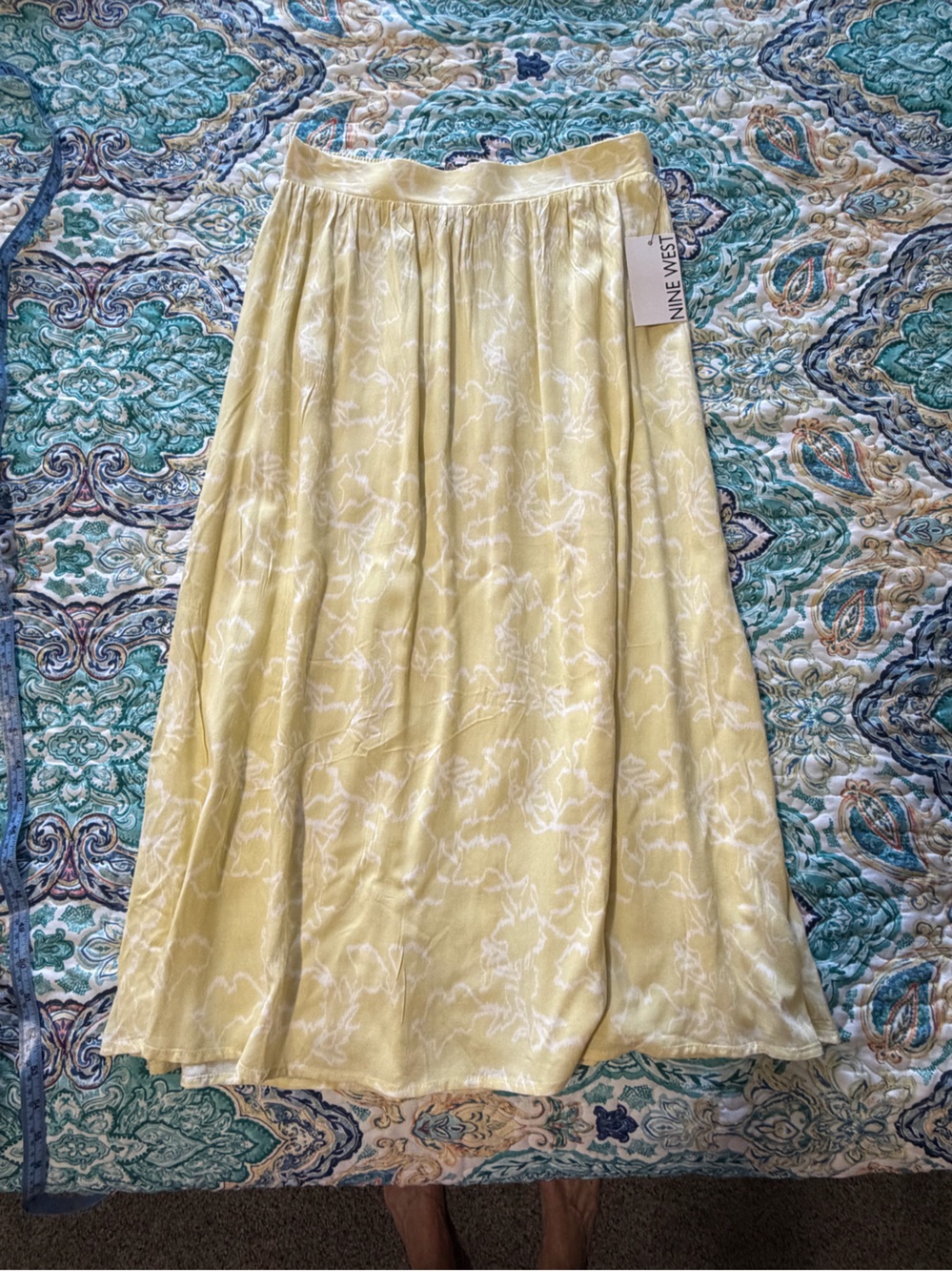 Nine West Light Yellow Floral Maxi Skirt